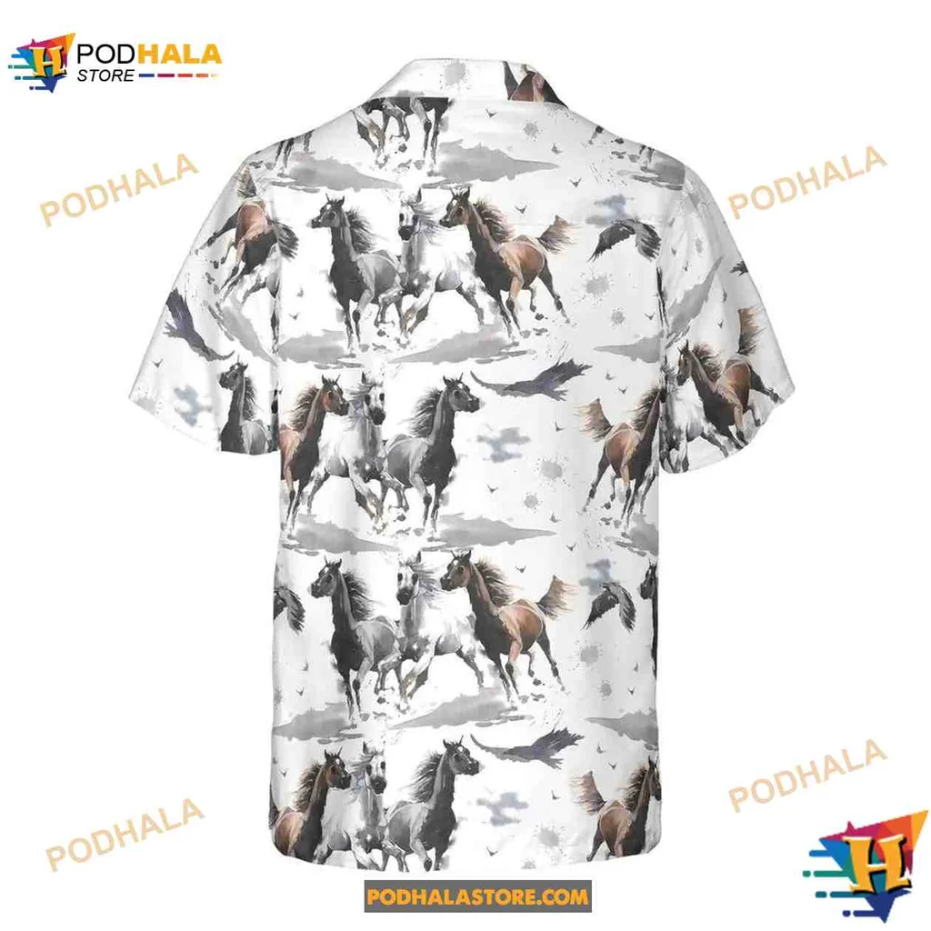 Colorful Horse Short-sleeve button-up shirt Featuring Galloping Horses And Vibrant Clouds Colorful Horse Short-sleeve button-up shirt Featuring Galloping Horses And Vibrant Clouds