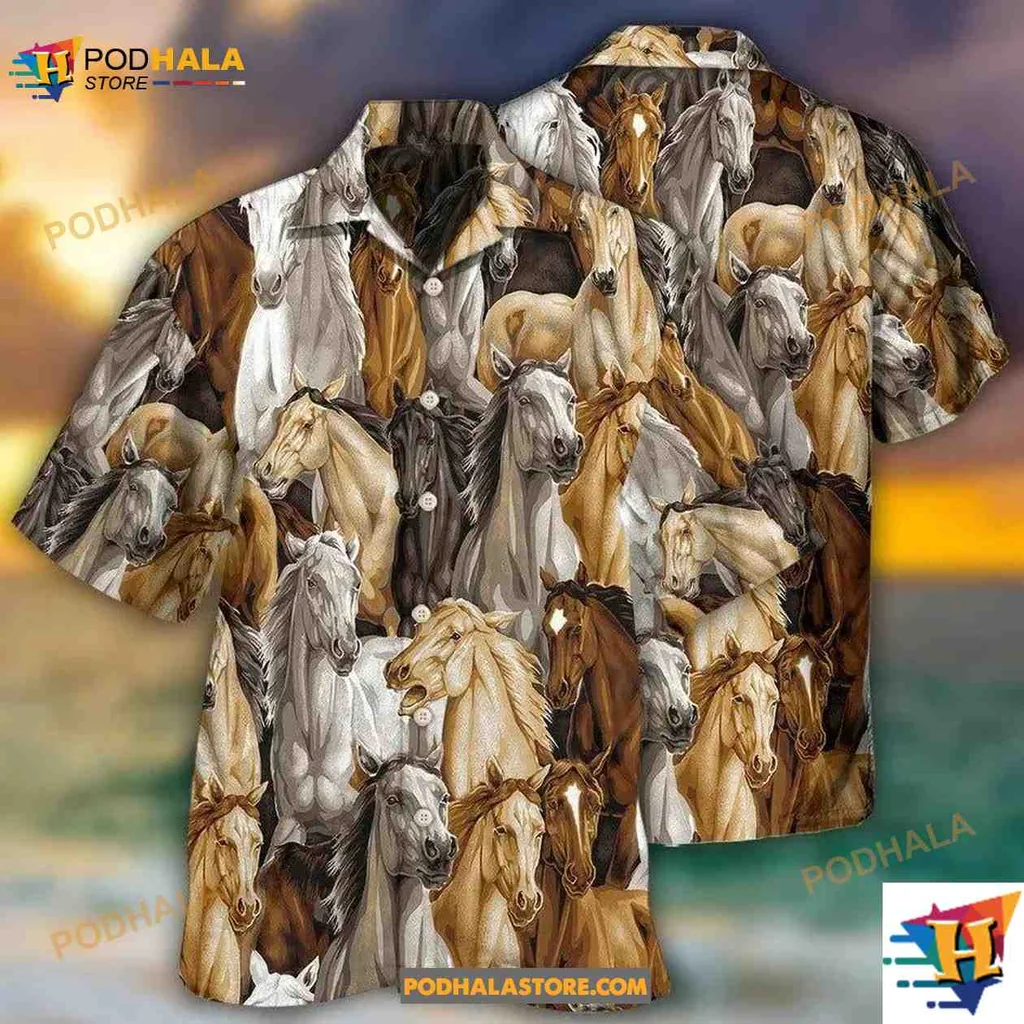 Colorful Horse Lovers Hawaiian Shirt Featuring Vibrant Horse Designs