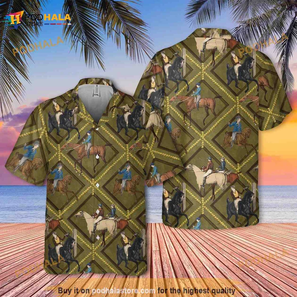 Colorful Horse Racing Aloha Shirt With Vibrant Jockey Design