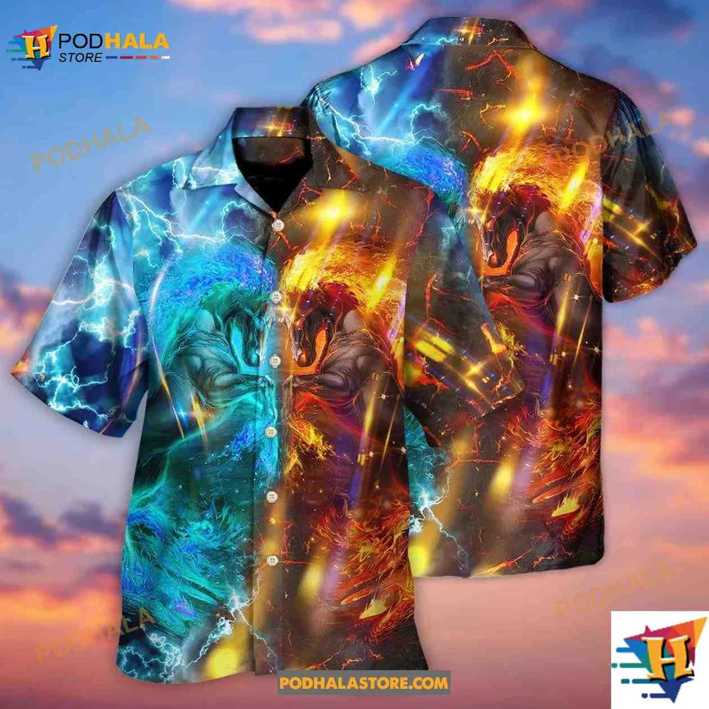 Colorful Horses Aloha Shirt, Wild And Free Design For Horse Lovers