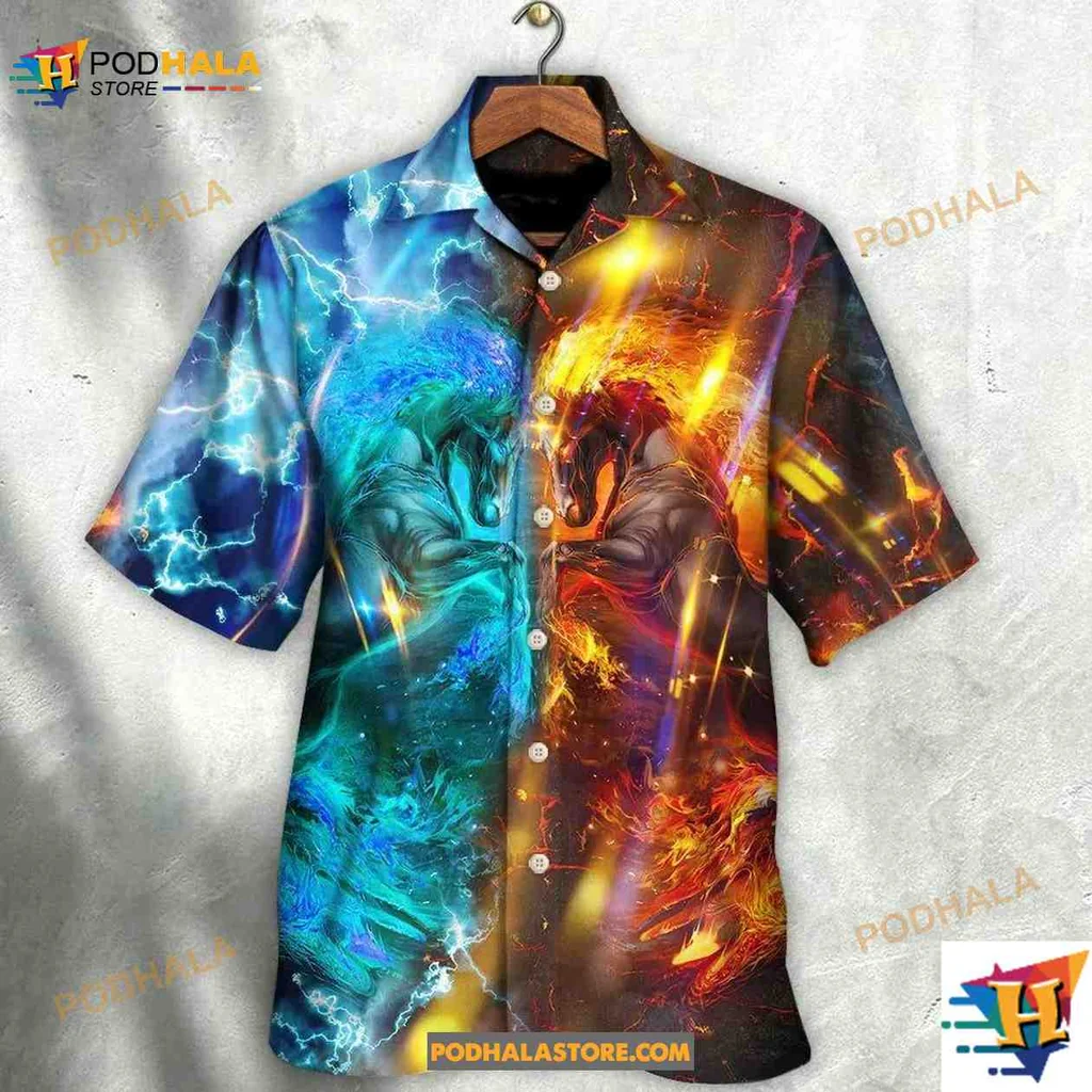 Colorful Horses Tropical Shirt, Wild And Free Design For Horse Lovers Colorful Horses Tropical Shirt, Wild And Free Design For Horse Lovers