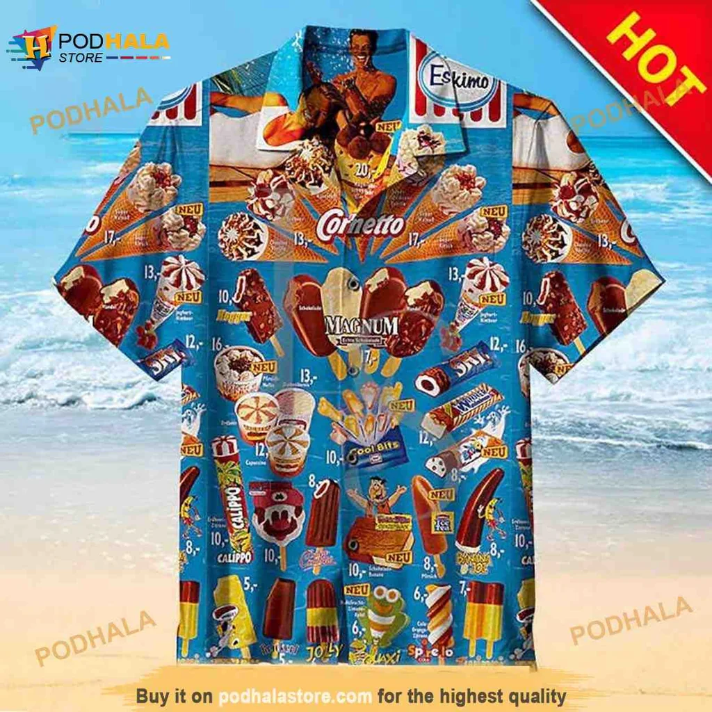 Colorful Ice Cream Hawaiian Shirt With Fun Summer Design