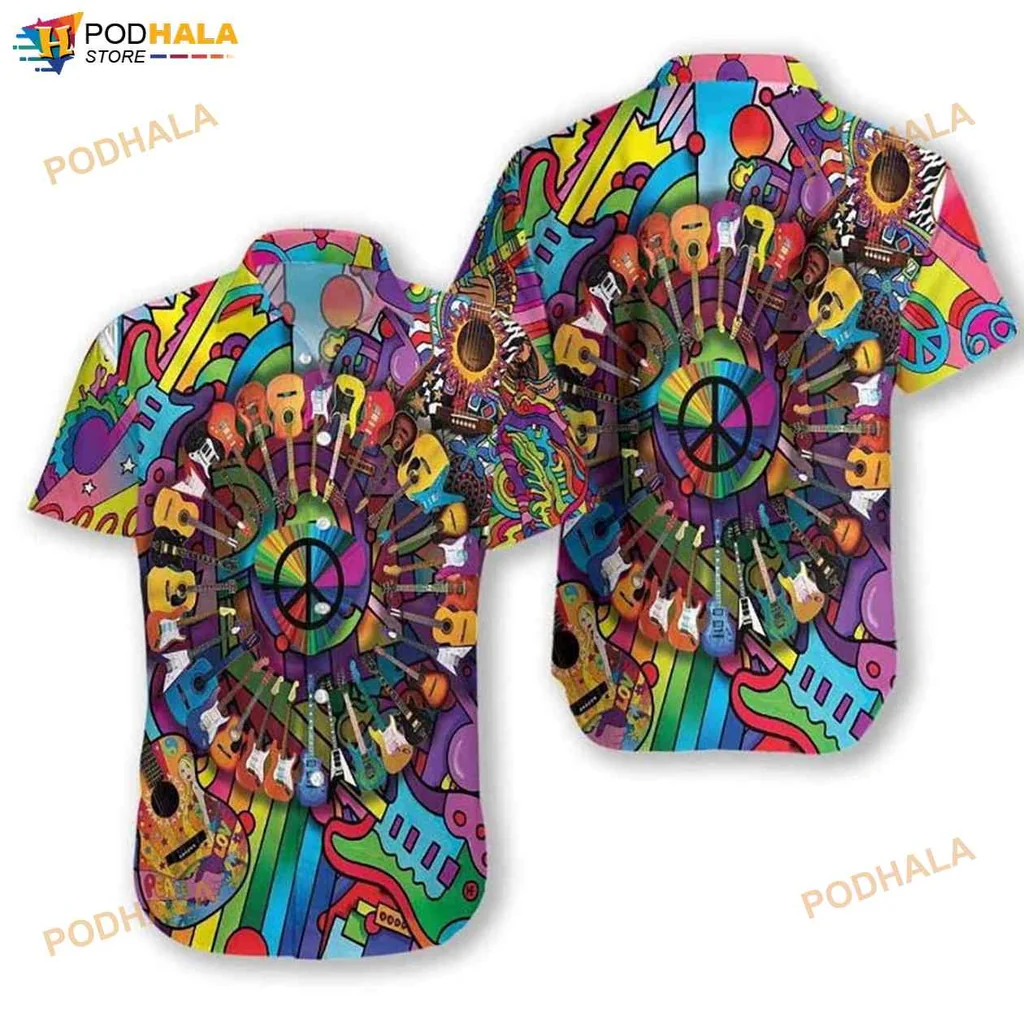Colorful Music Lover Hawaiian Shirt With Mandala Design And Instruments