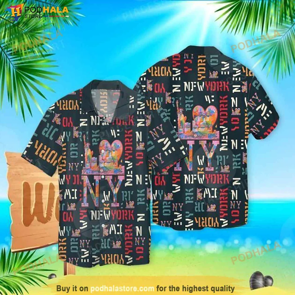 Colorful New York Hawaiian Shirt, Playful Design For Summer Outings