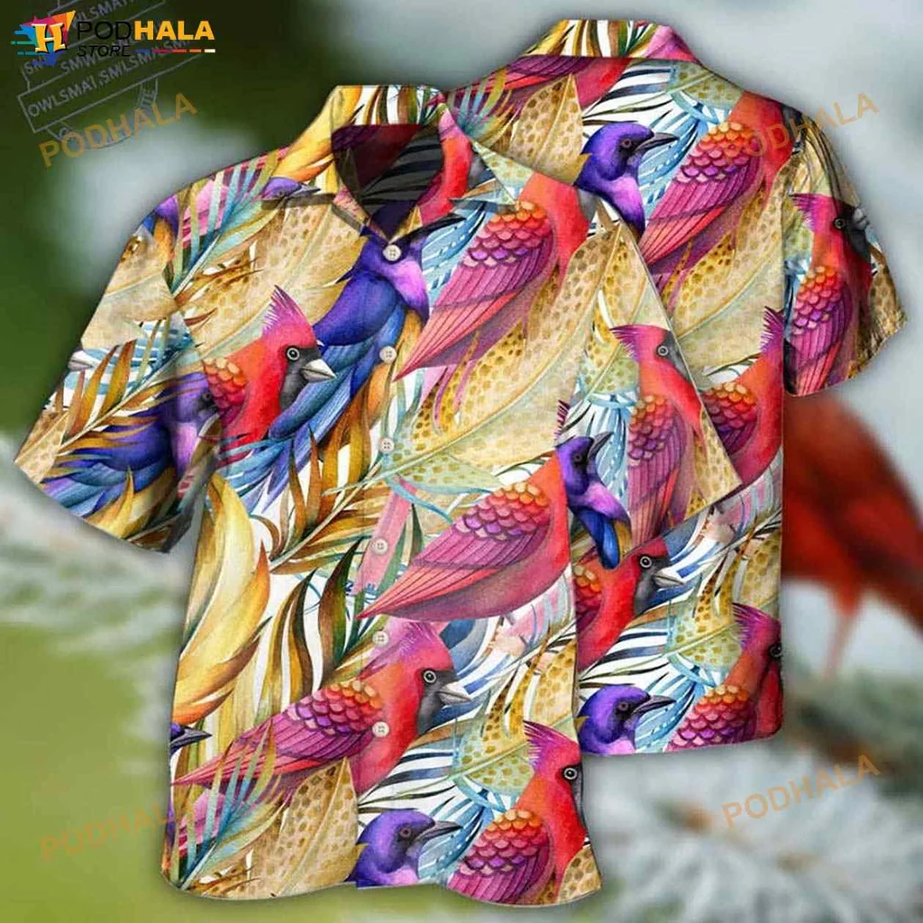 Colorful Tropical Bird Hawaiian Shirt With Vibrant Nature Design
