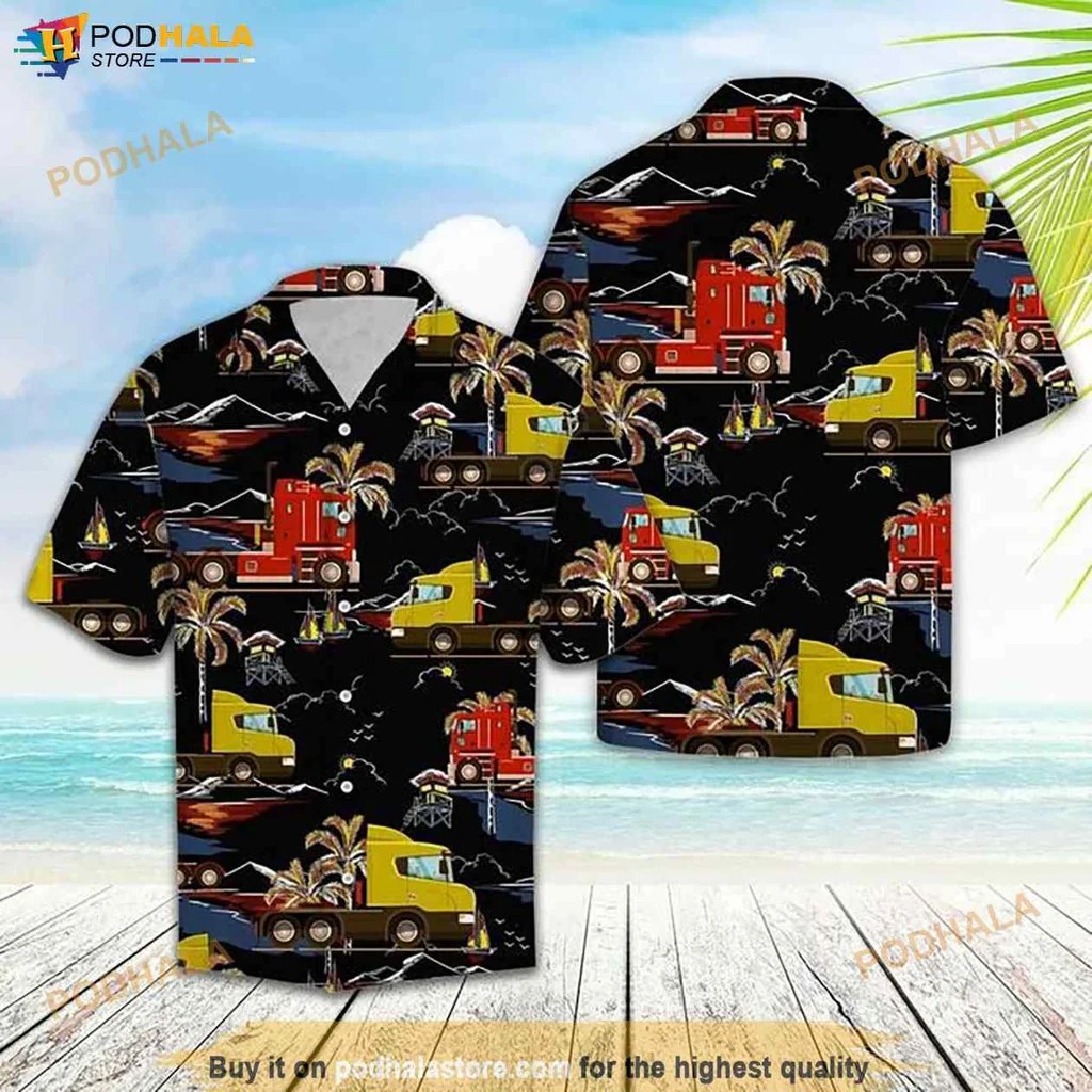 Colorful Truck Lover Hawaiian Shirt, Vibrant Tropical Design For Men