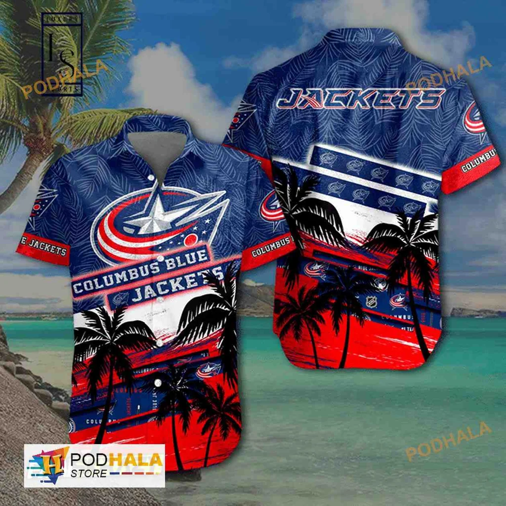 Columbus Blue Jackets Hawaiian Shirt With Tropical Palm Trees