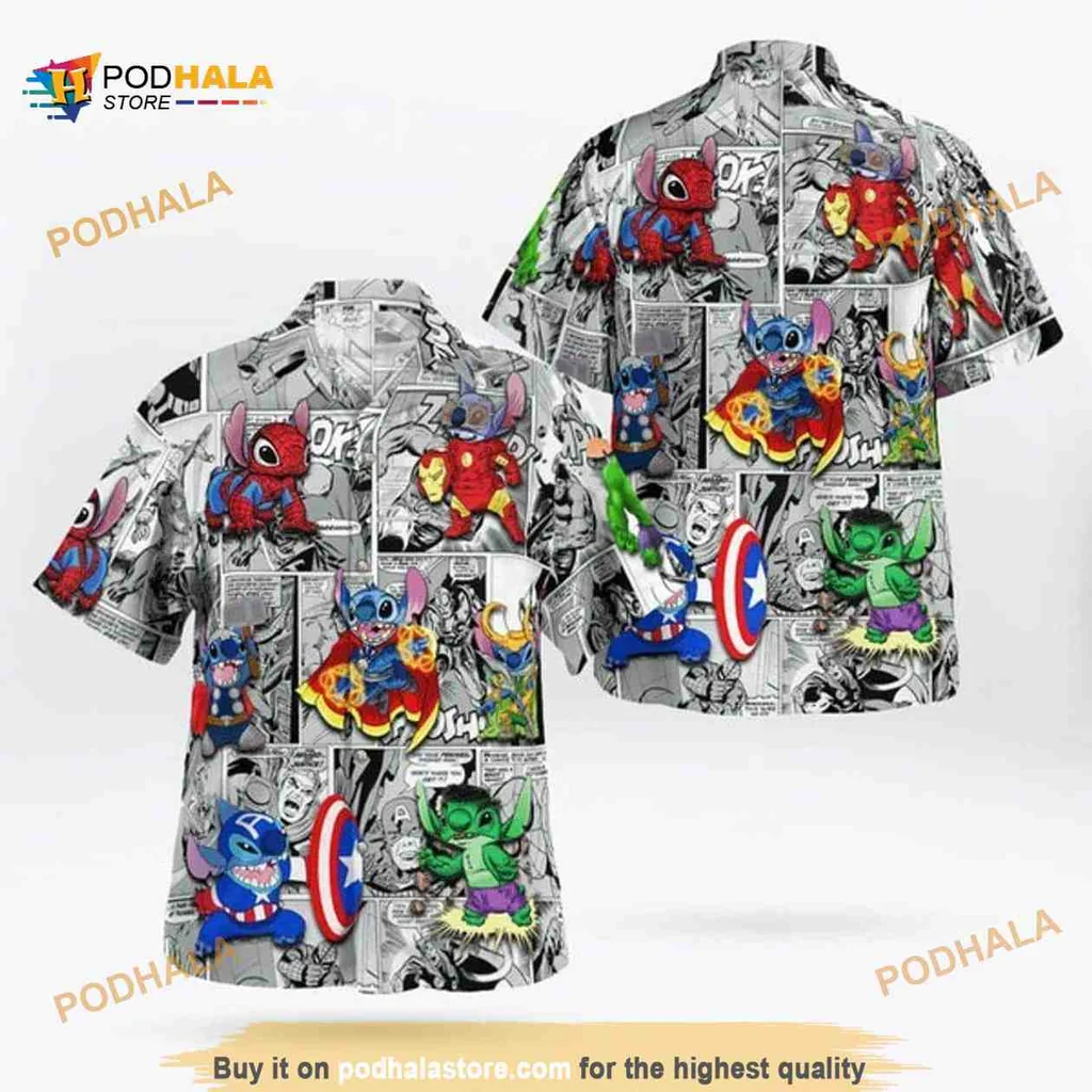 Comic Book Character Aloha Shirt With Vibrant Cartoon Design