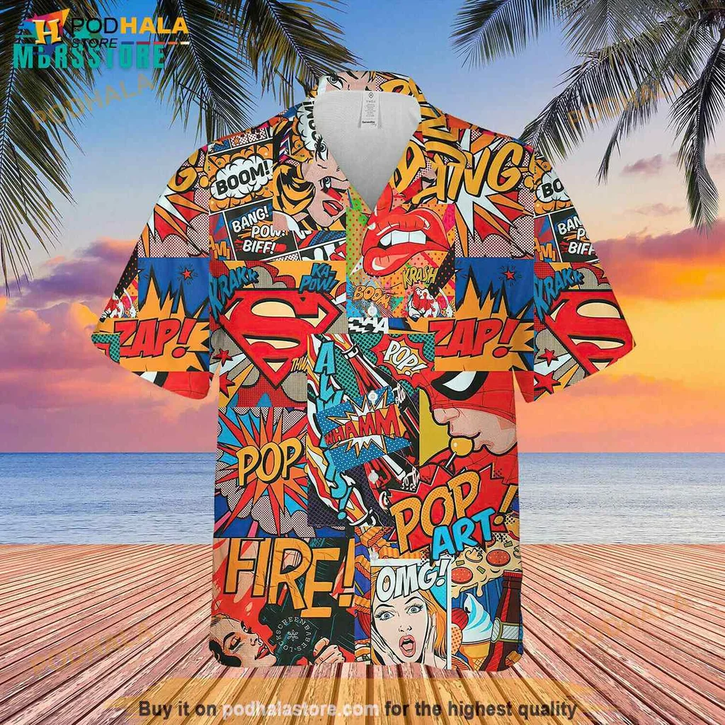 Comic Book Pop Art Hawaiian Shirt With Vibrant Expressions And Sound Effects