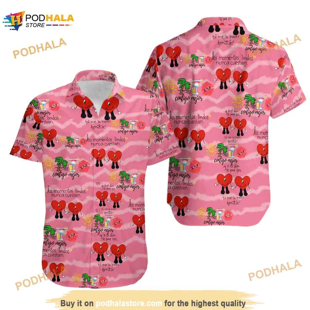 Conmigo Siempre Aloha Shirt With Playful Hearts And Cheerful Design