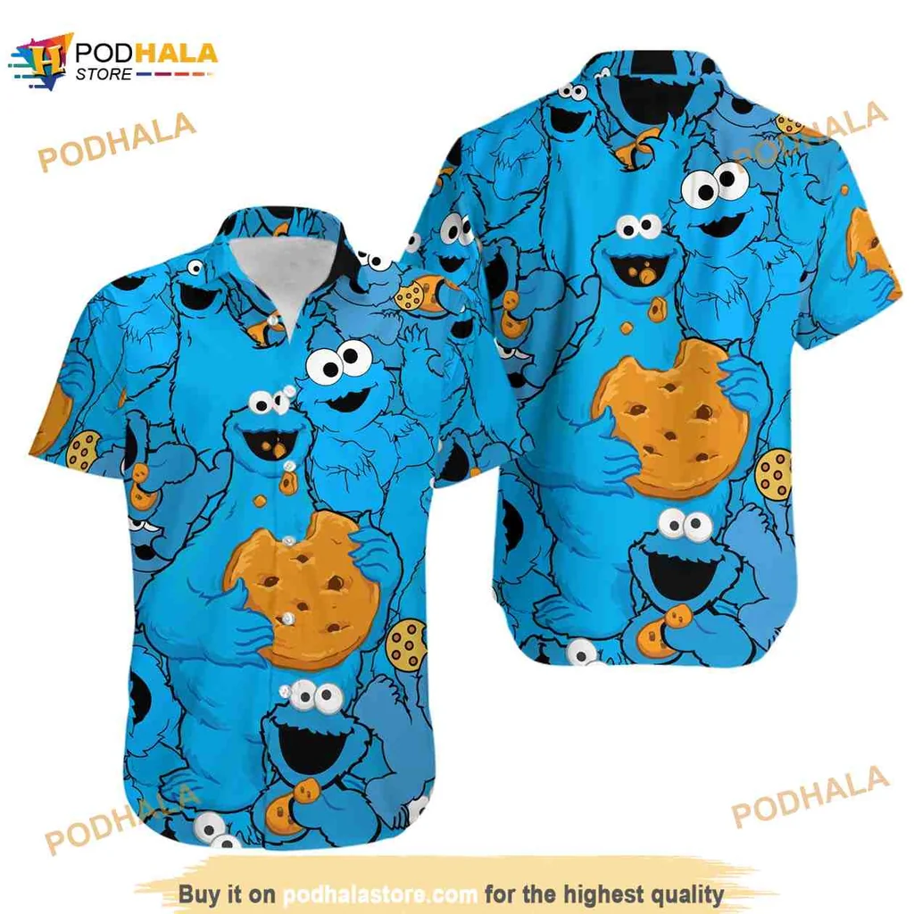 Cookie Monster Funny Hawaiian Shirt With Colorful Cookie Design