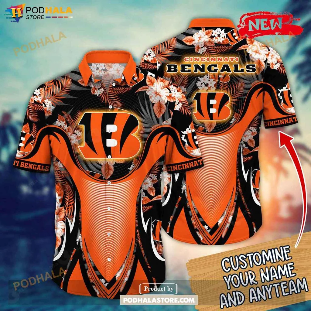 Cool Bengals Aloha Shirt, Personalized Cincinnati Bengals Nfl Floral Summer Shirt