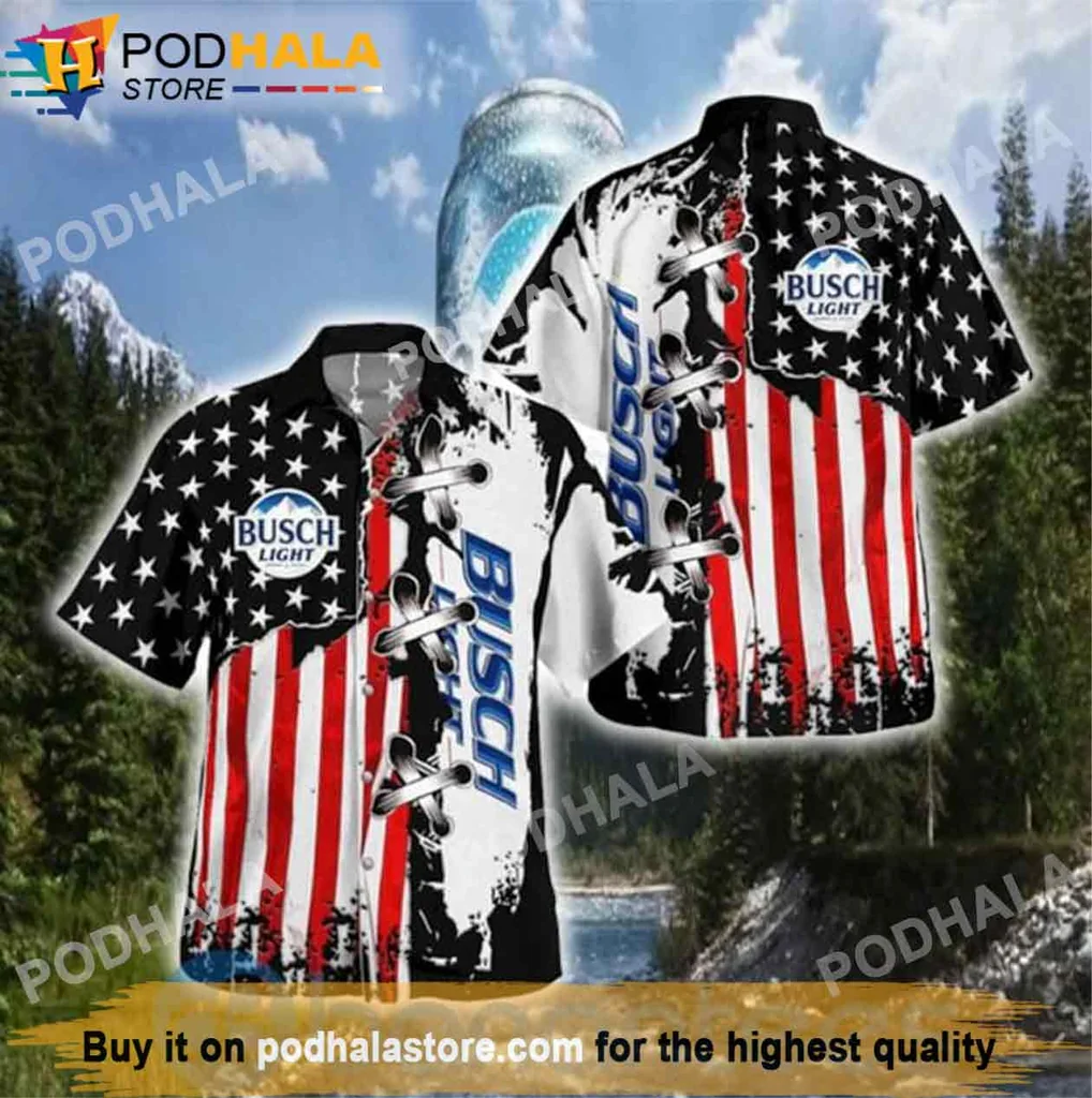 Cool Busch Light Aloha Shirt, American Flag Design For Beer Lovers
