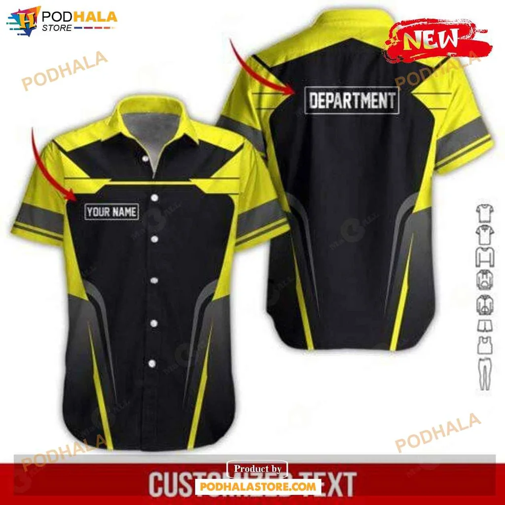 Cool Construction Hawaiian Shirt, Personalized Yellow Heavy Equipment Design For Summer