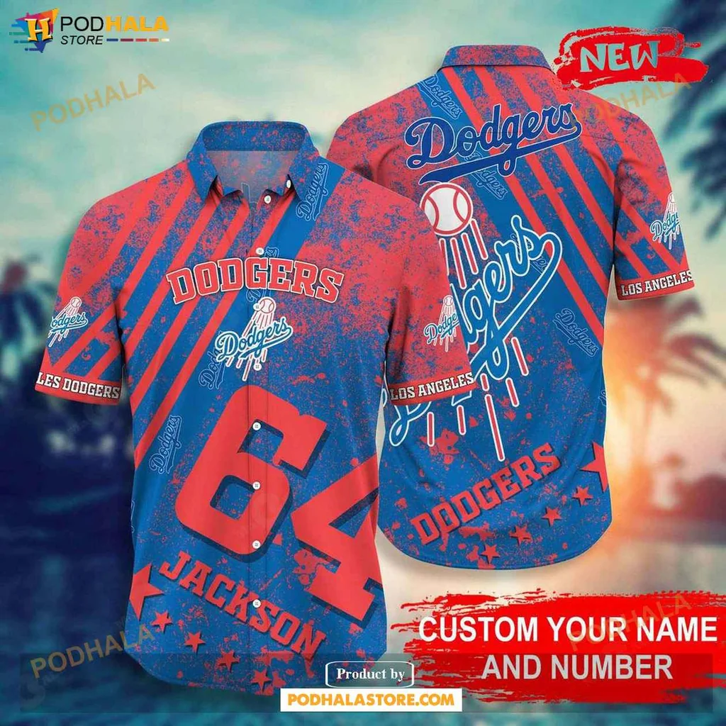 Cool Dodgers Aloha Shirt, Personalized Los Angeles Dodgers Summer Shirt With Name And Number