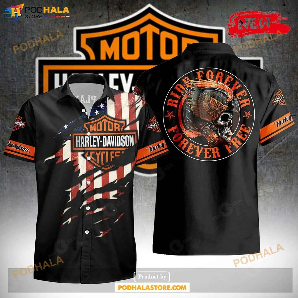 Cool Eagle Ride Forever Shirt, Tropical Design For Motorcycle Enthusiasts