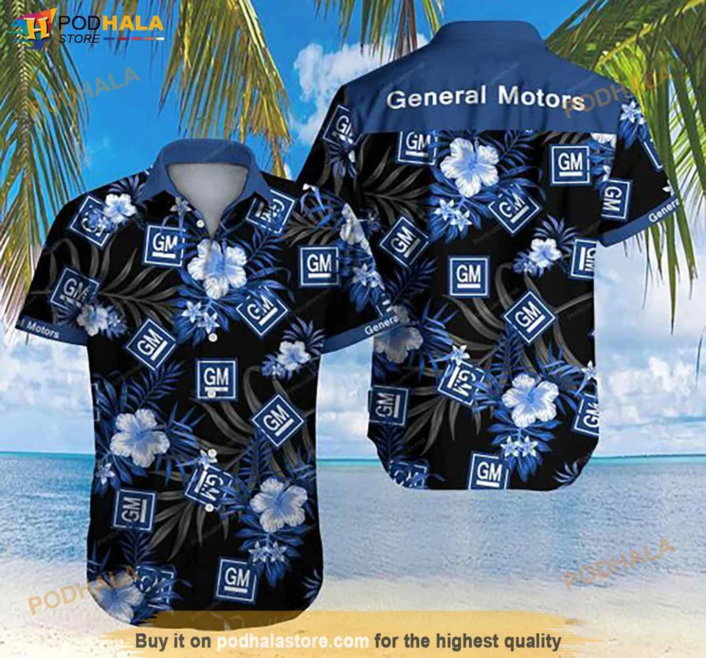 Cool Gm Hawaiian Shirt, Vibrant Blue Hibiscus Floral Design For Summer Fun