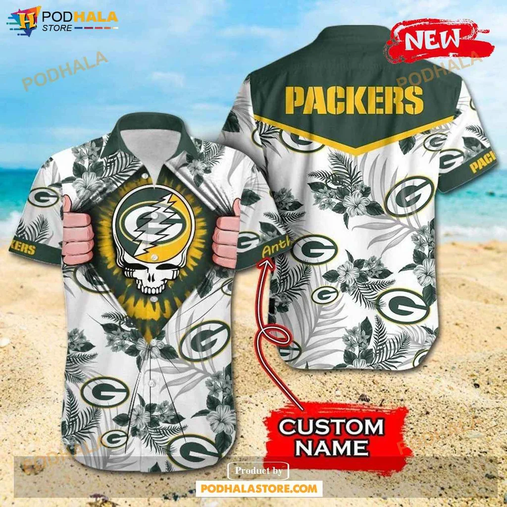 Cool Grateful Dead Hawaiian Shirt Green Bay Packers Fan Gift Personalized Design