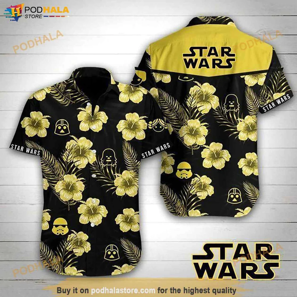 Cool Hibiscus Star Wars Hawaiian Shirt, Tropical Design With Iconic Characters