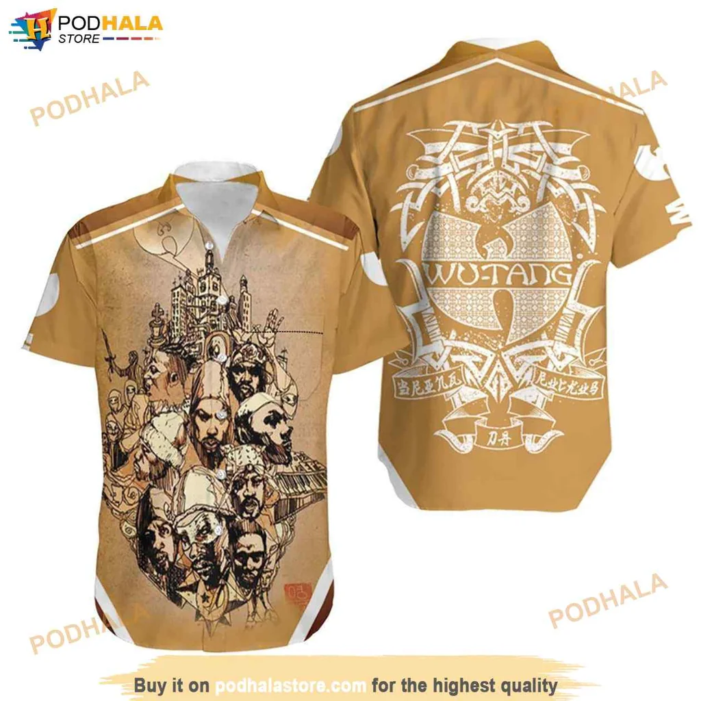Cool Hip Hop Graphic Hawaiian Shirt, Wu Tang Clan Inspired Vintage Streetwear Design