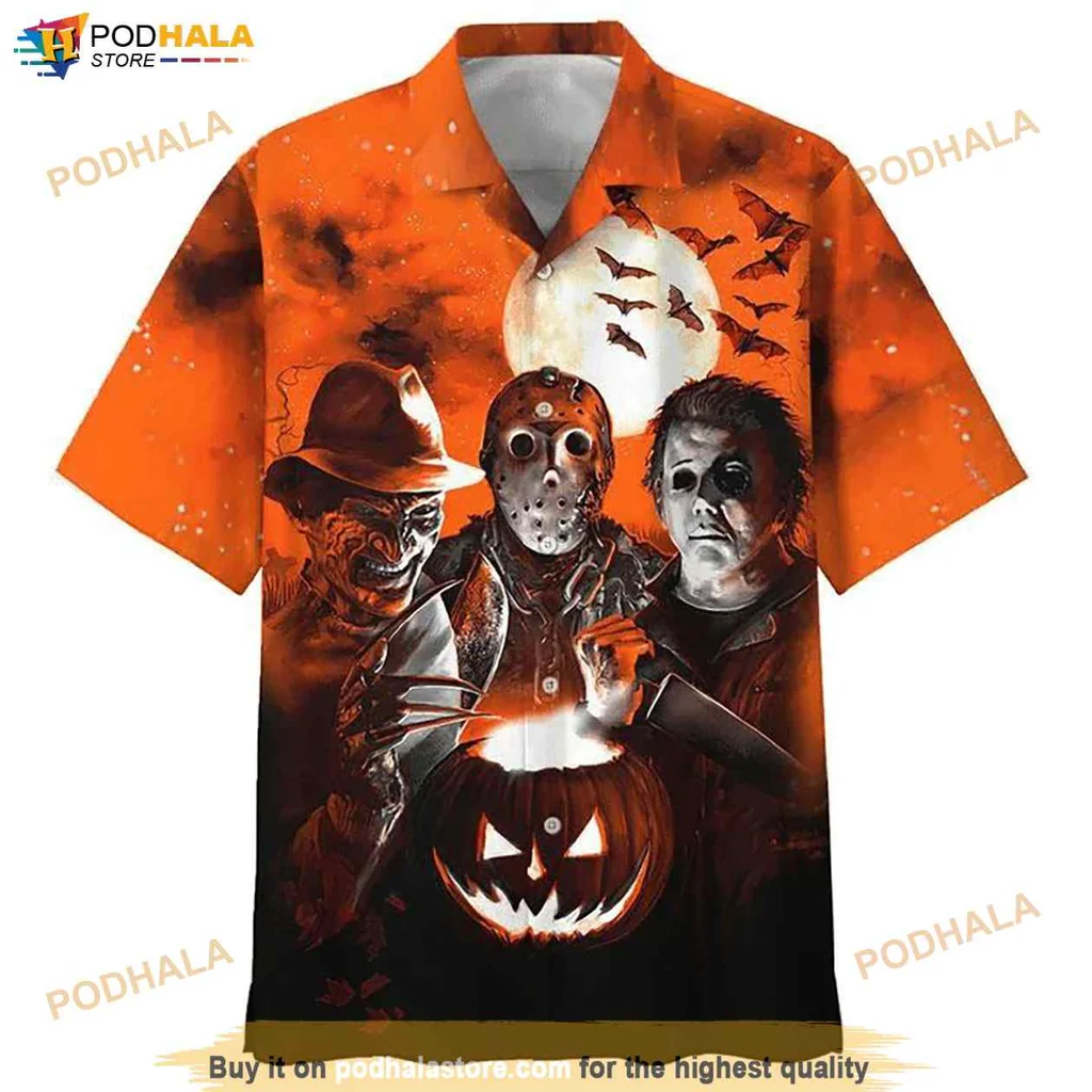 Cool Horror Characters Hawaiian Shirt, Funny Jason Voorhees Halloween Design