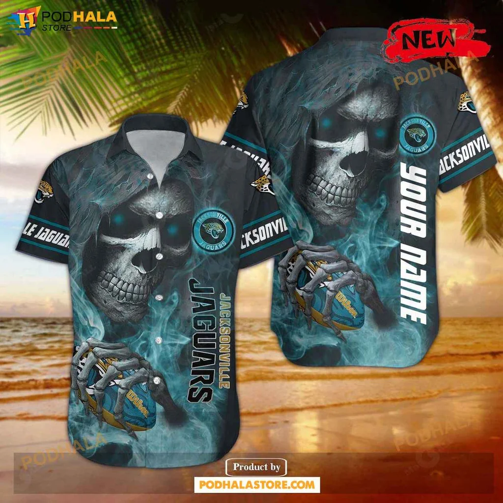 Cool Jaguars Skull Hawaiian Shirt, Personalized Nfl Design With Bold Colors