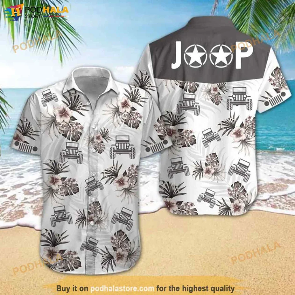 Cool Jeep Adventure Hawaiian Shirt, Funny Tropical Shirt For Men With Floral Design
