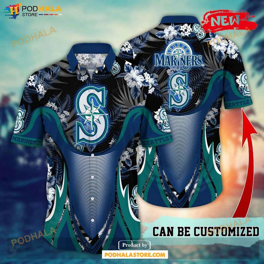 Cool Mariners Aloha Shirt, Vibrant Seattle Mariners Floral Summer Shirt