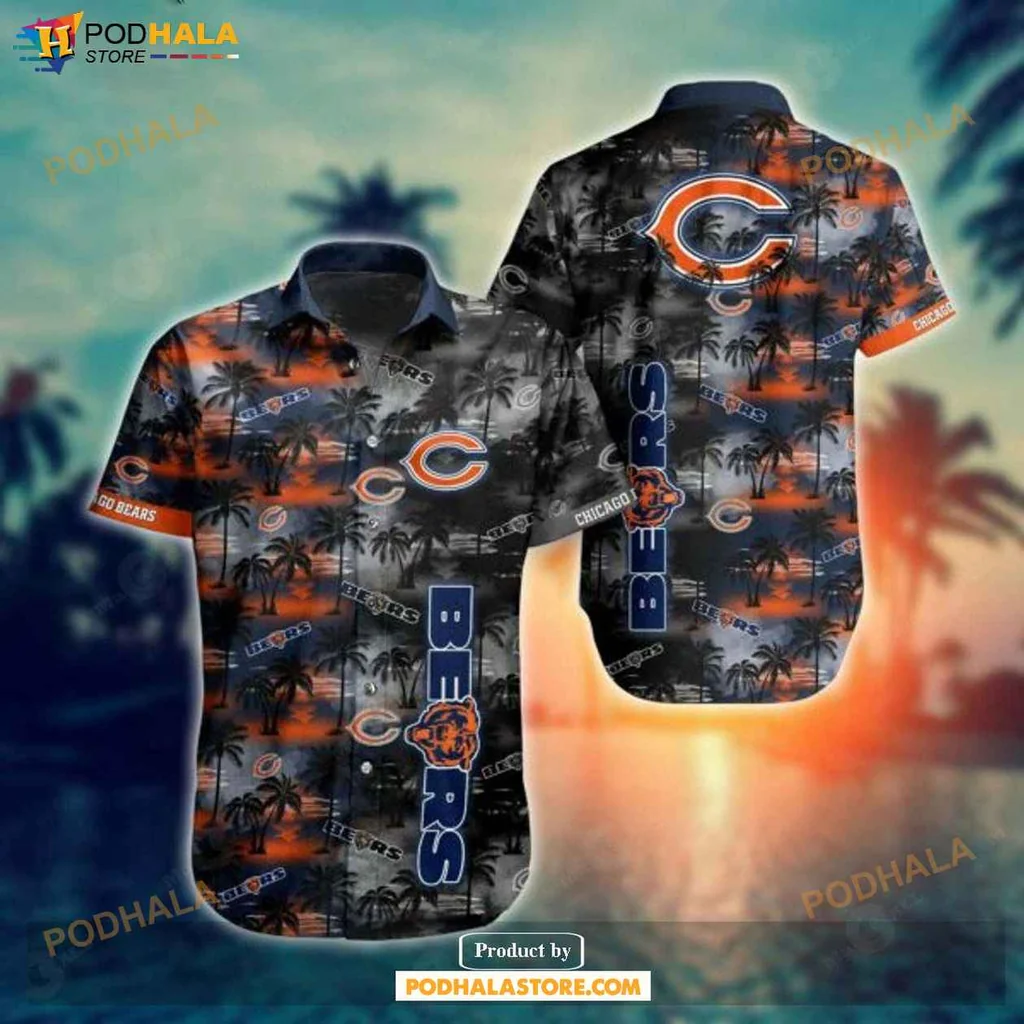 Cool Palm Tree Bears Shirt, Chicago Bears 3d Tropical Design For Fans