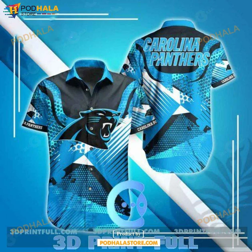 Cool Panther Fan Hawaiian Shirt, Vibrant Carolina Panthers Design For Summer Fun