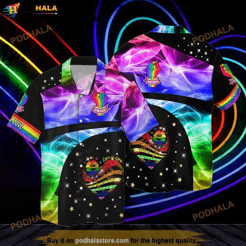 Cool Pride Lover Hawaiian Shirt, Vibrant Tropical Shirt For Lgbtq+ Events
