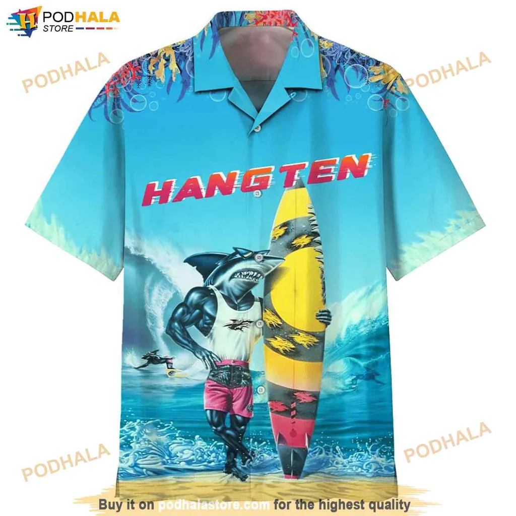 Cool Shark Surf Hawaiian Shirt, Vibrant Tropical Design For Beach Lovers