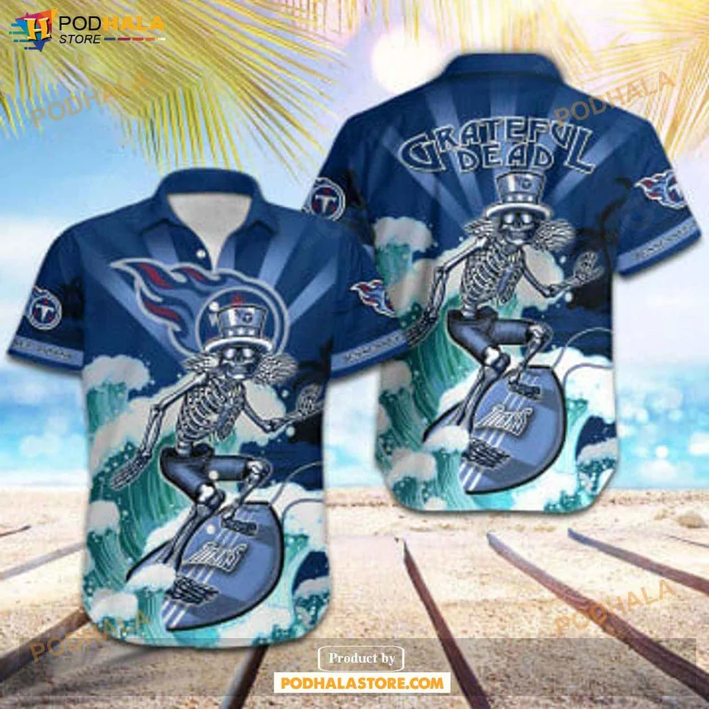Cool Skeleton Skateboard Hawaiian Shirt, Tennessee Titans Surf Style Shirt