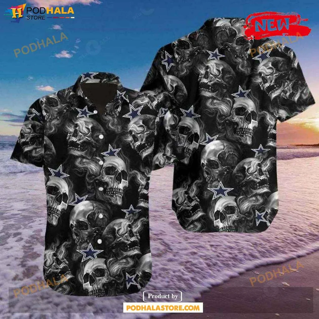 Cool Skulls Aloha Shirt, Dallas Cowboys Tropical Shirt For Summer Parties