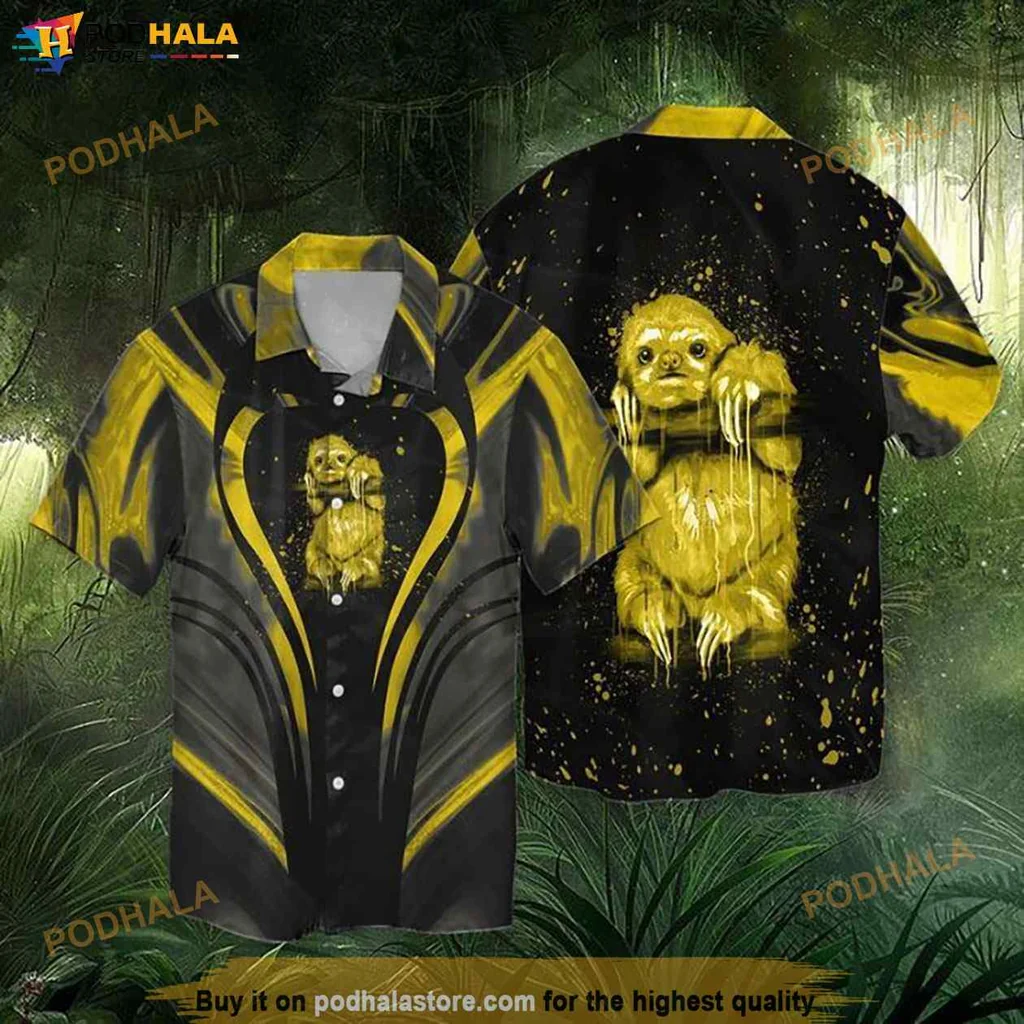 Cool Sloth Graphic Hawaiian Shirt, Funny Tropical Casual Wear