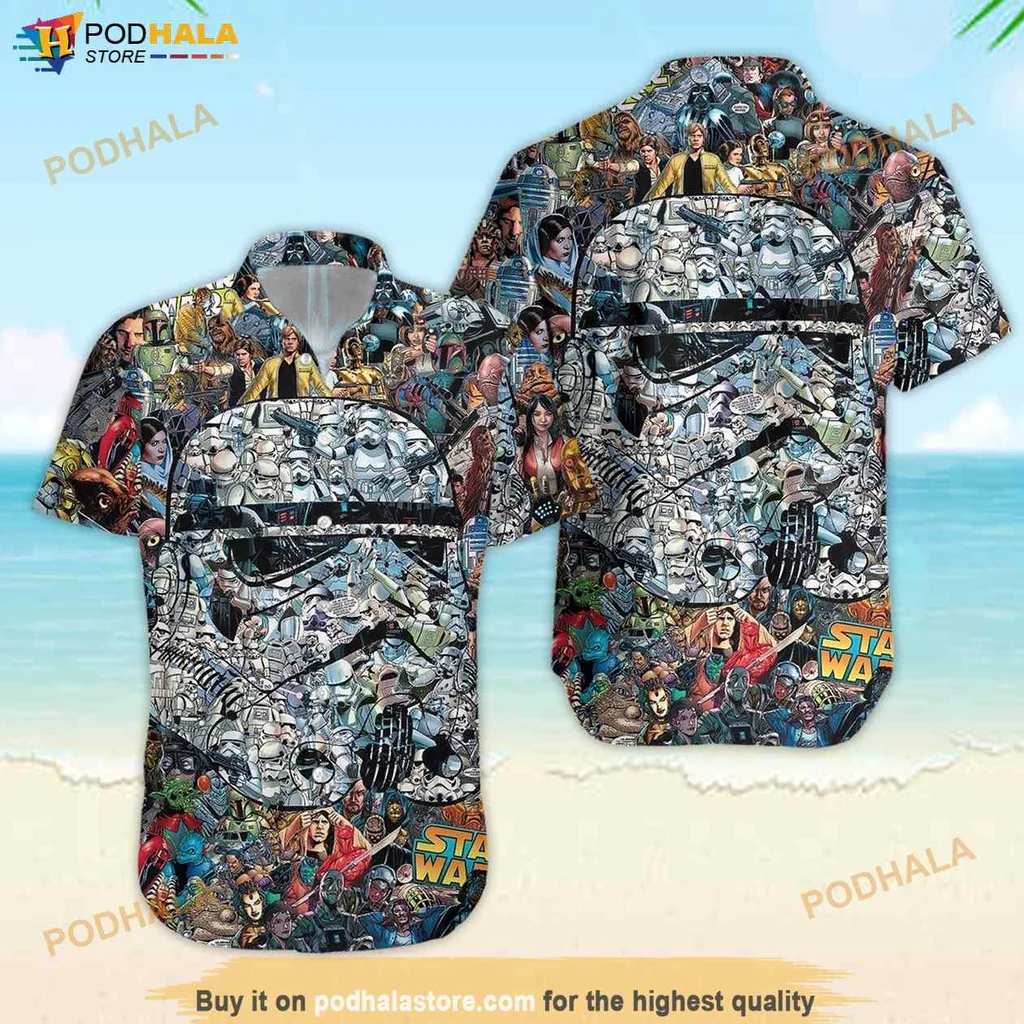 Cool Star Wars Hawaiian Shirt Featuring Stormtroopers And Jedi For Summer Beach Fun