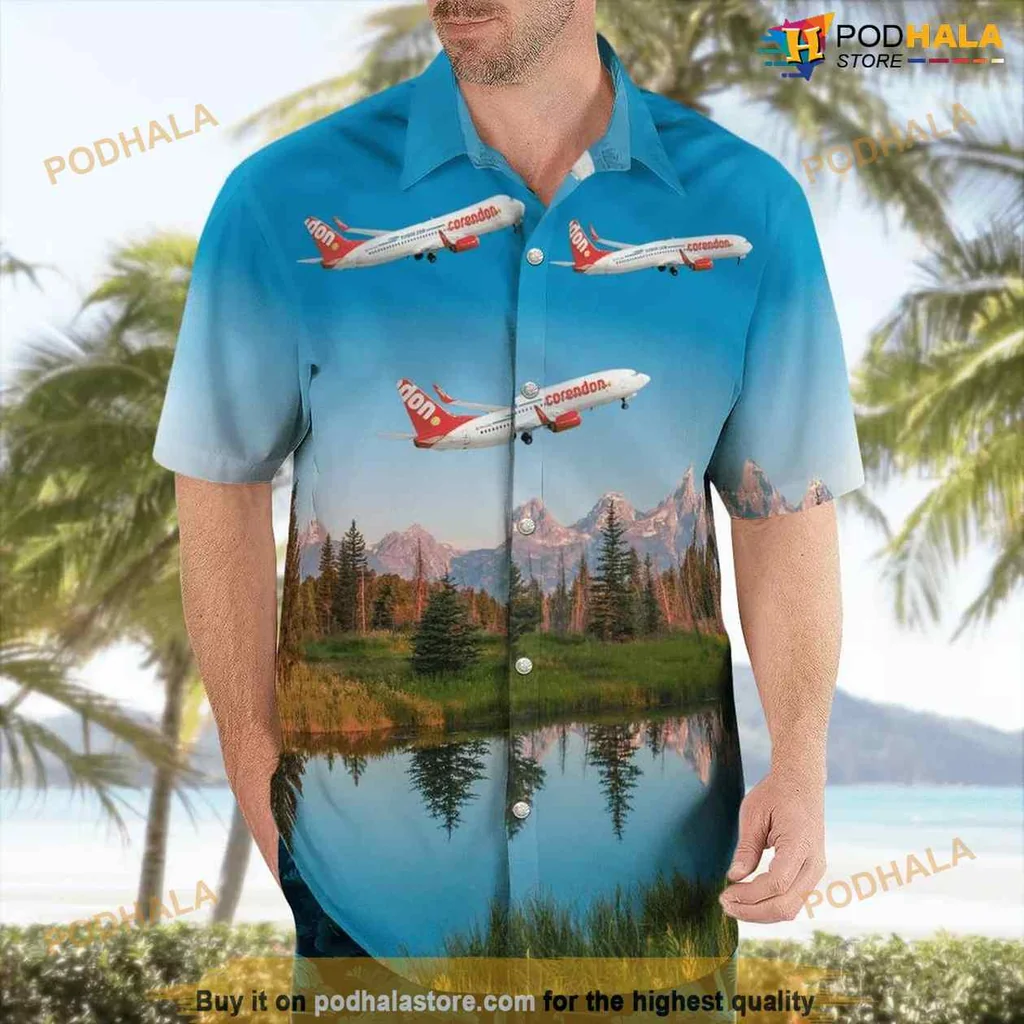 Corendon Dutch Airlines Hawaiian Shirt Featuring Boeing 737 86j Design