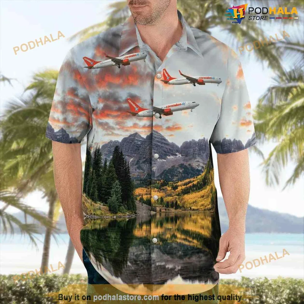 Corendon Dutch Airlines Hawaiian Shirt Featuring Scenic Landscape Design