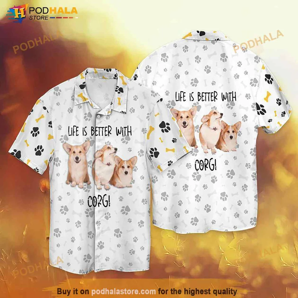 Corgi Dog Aloha Shirt, Life Is Better With Corgi Design