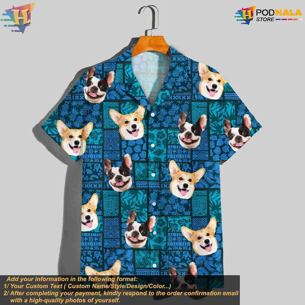 Corgi Flamingo Tropical Hawaiian Shirt With Personalized Dog Faces - Product View 5 Corgi Flamingo Tropical Hawaiian Shirt With Personalized Dog Faces - Product View 5