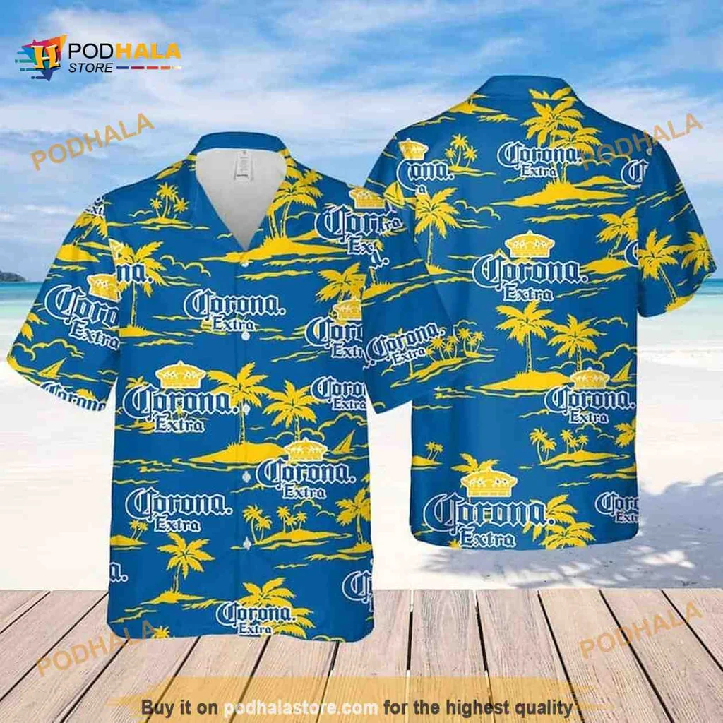 Corona Extra Beach Hawaiian Shirt With Tropical Pattern