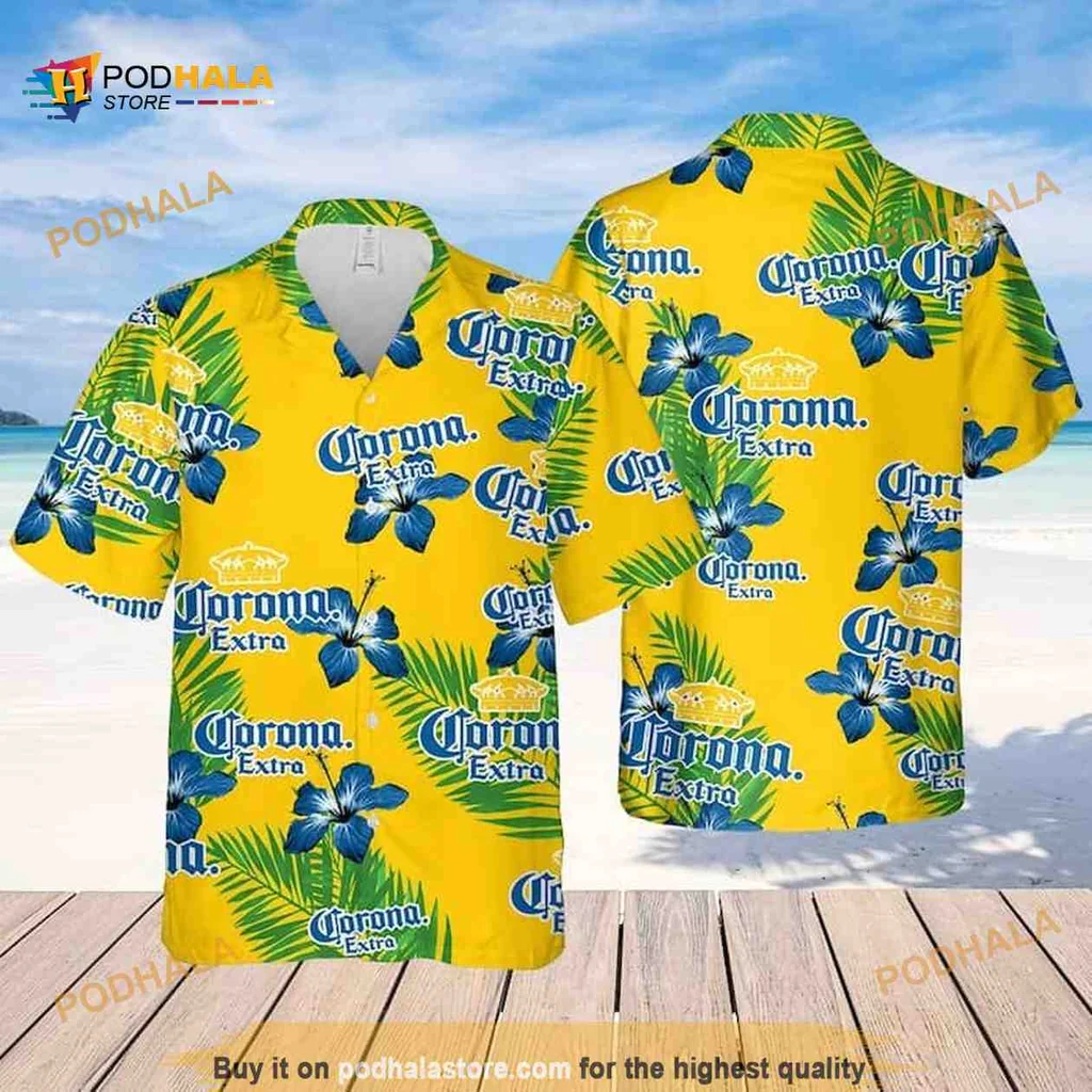 Corona Extra Hibiscus Flower Hawaiian Shirt With Tropical Vibe