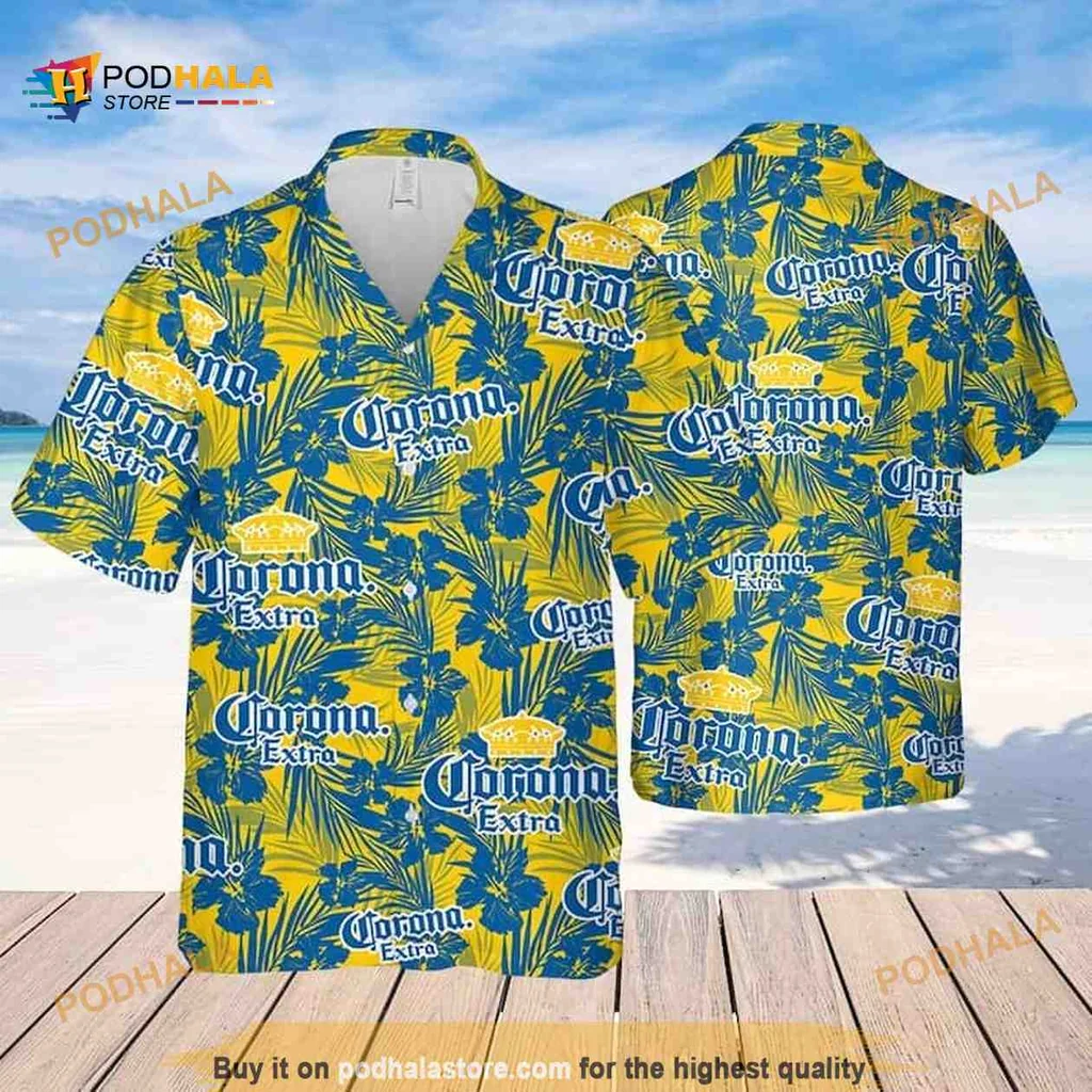 Corona Extra Tropical Flower Hawaiian Shirt, Fun Beachy Vibe