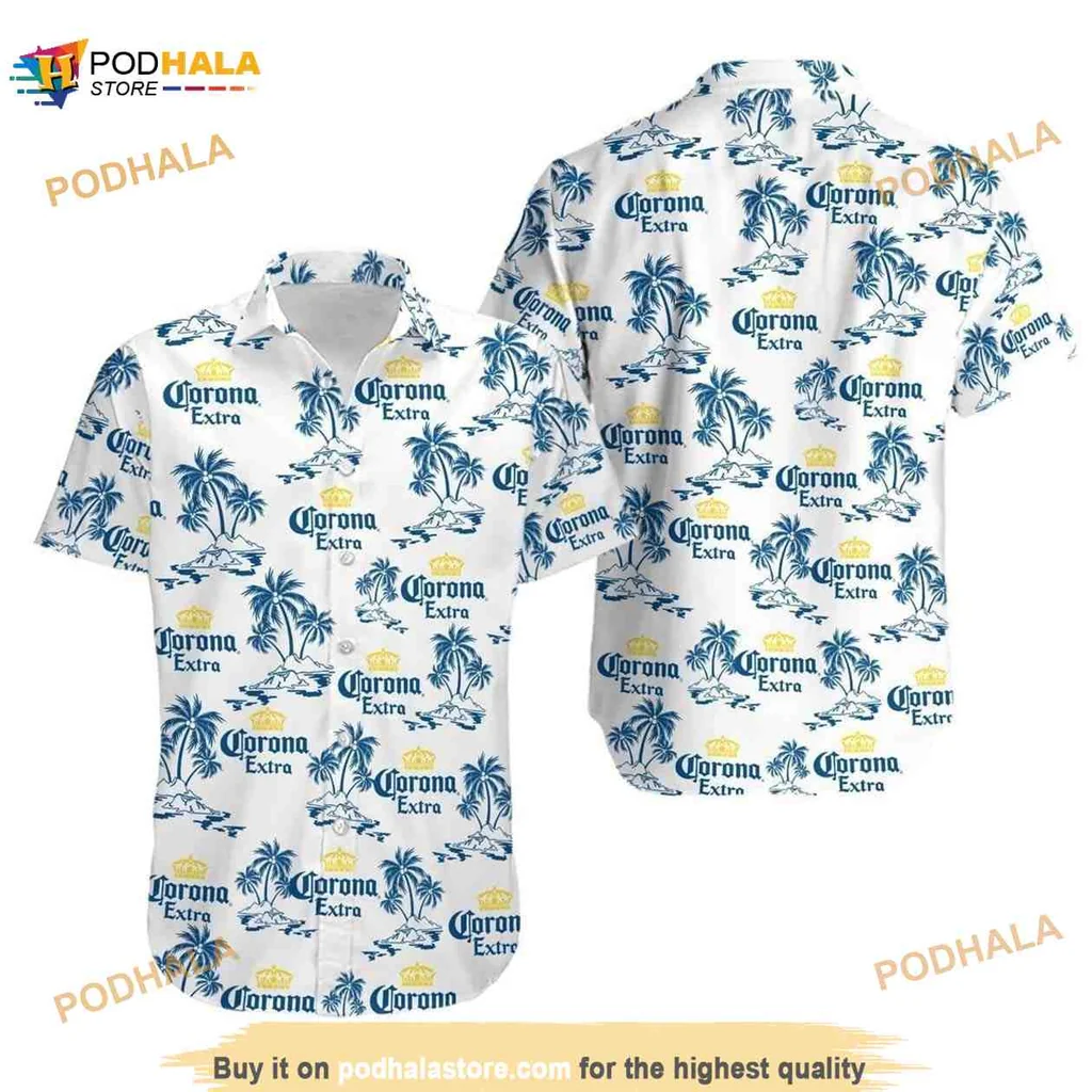 Corona Extra Tropical Hawaiian Shirt With Palm Trees For Summer Vibes