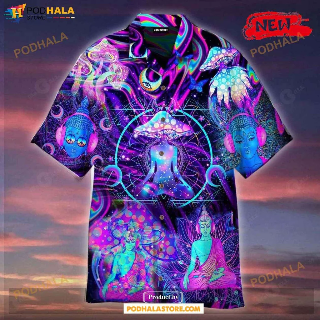 Cosmic Yoga Lovers Aloha Shirt, Vibrant Spiritual Design For Summer Wear