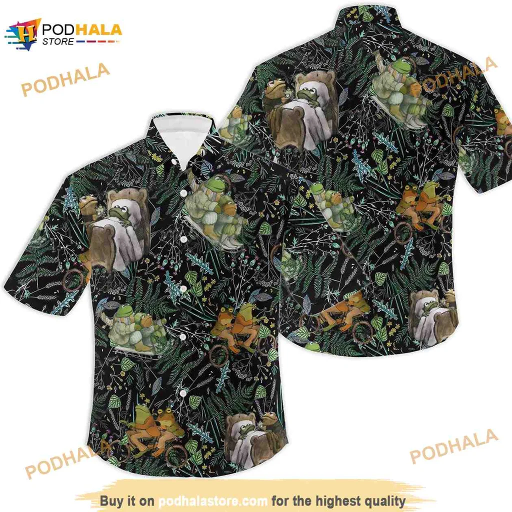 Cottagecore Frog Mushroom Hawaiian Shirt, Whimsical Nature Inspired Design