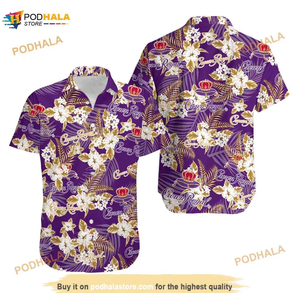 Crown Royal Hawaiian Shirt With Vibrant Floral Pattern
