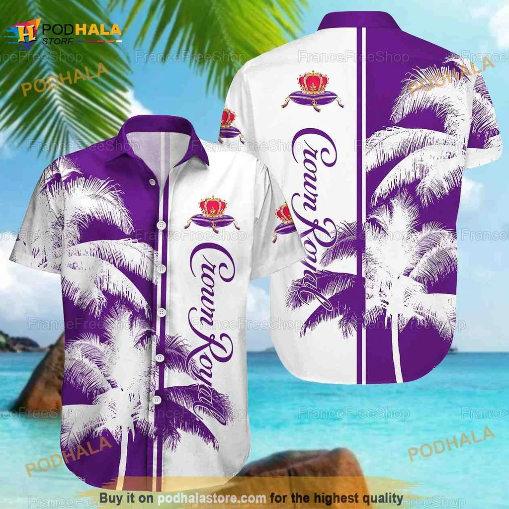Crown Royal Tropical Hawaiian Shirt With Palm Trees And Crown Graphic