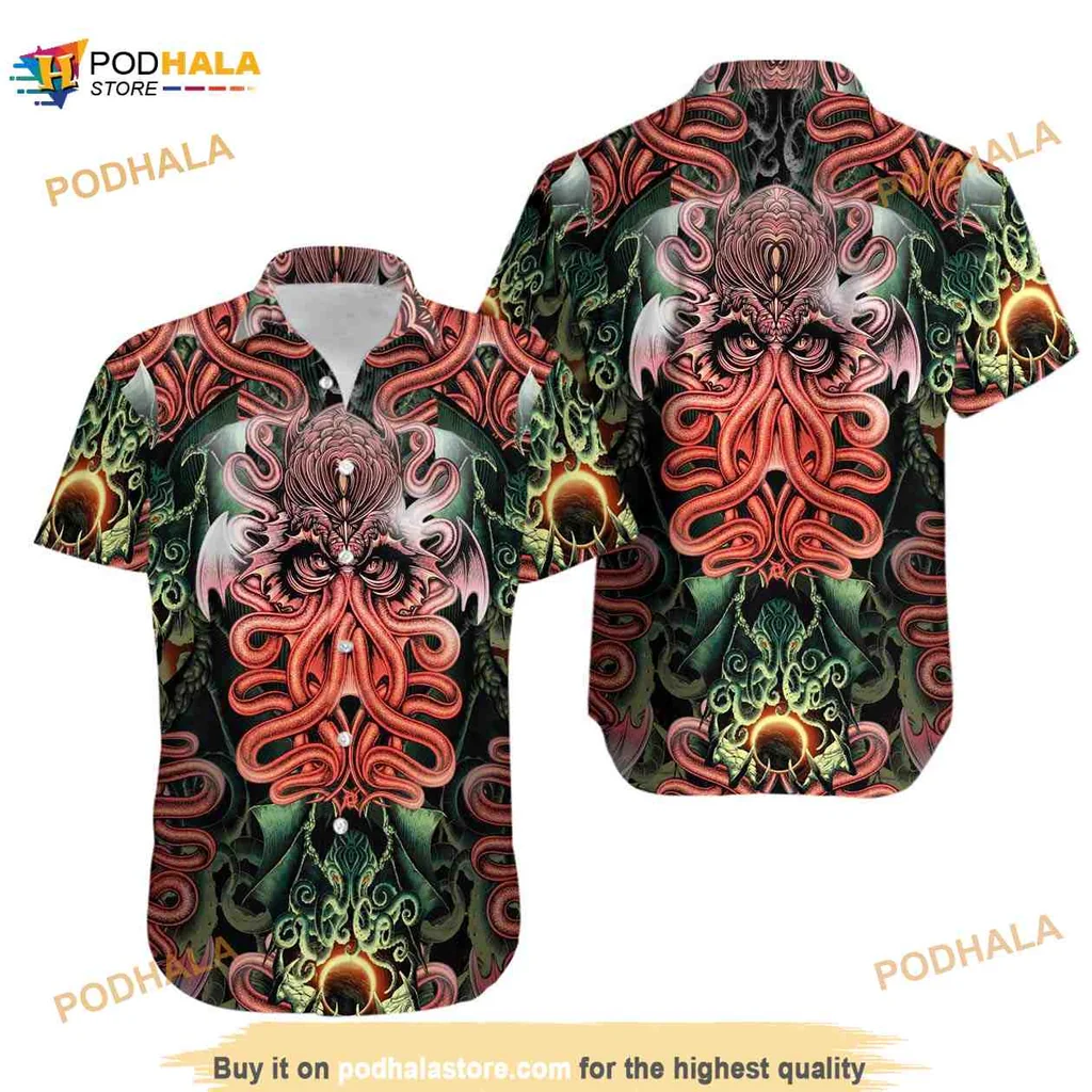 Cthulhu Tropical Hawaiian Shirt With Intricate Tentacle Design