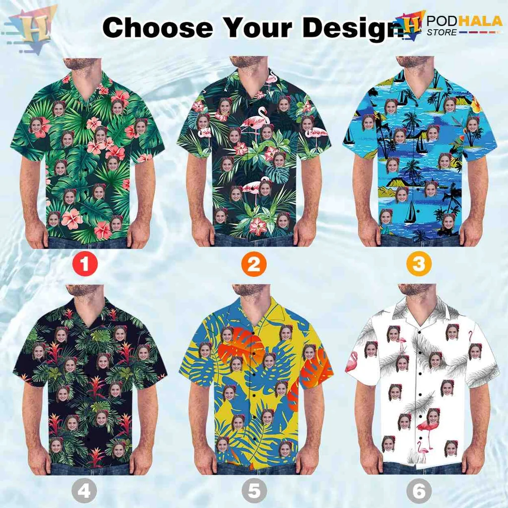 Custom Face Tropical Flower Aloha Shirt With Colorful Floral Design Custom Face Tropical Flower Aloha Shirt With Colorful Floral Design